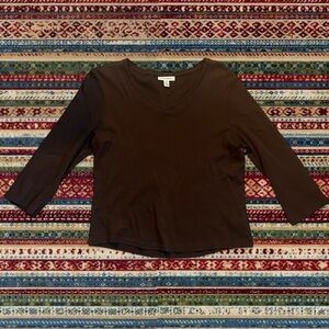 Women’s Brown 100% Pina Cotton V Neck